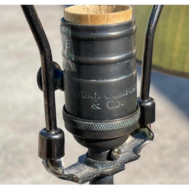 Visual Comforts Patinated Bronze Neo Classical Empire Brass Shade Table Lamps For Sale - Image 9 of 10