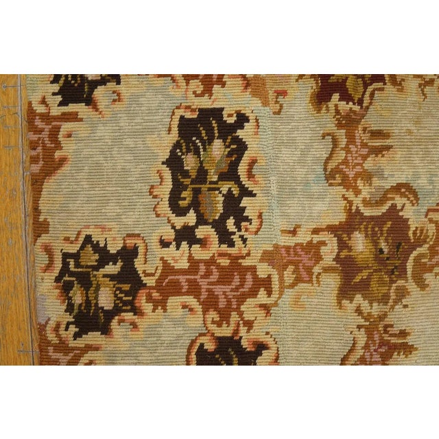Late 19th Century 1890s Camel Floral Antique European English Needlepoint Rug 4'8" X 5'6" Woven Wool Carpet For Sale - Image 5 of 9