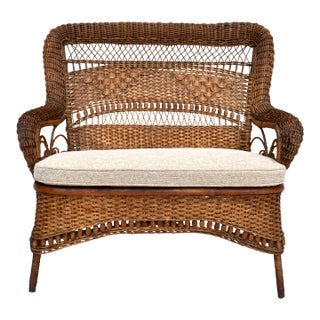 Antique Wicker Loveseat by Larkin & Co., Arts and Crafts Style, Usa For Sale