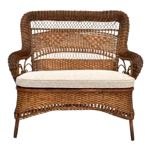 Antique Wicker Loveseat by Larkin & Co., Arts and Crafts Style, Usa