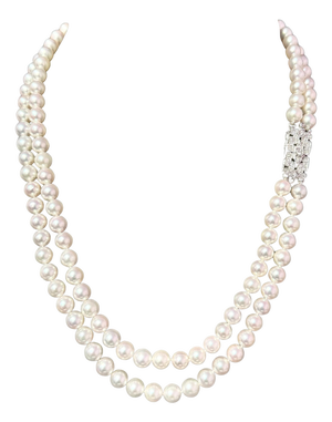 Akoya Pearl Diamond Necklace 17" 6.09 mm 14k Gold Estate Certified $6450