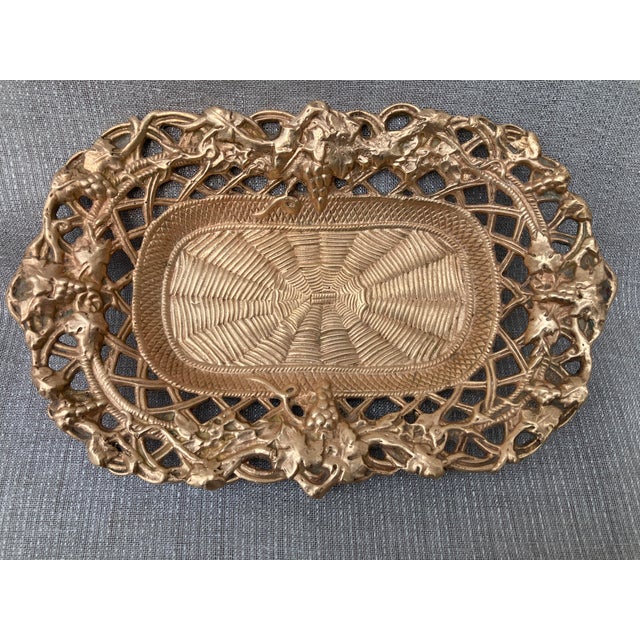 Antique Polished Bronze Reticulated Dish Catchall For Sale In New York - Image 6 of 11
