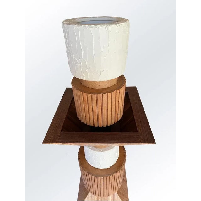 "Totem Lamp 15" floor lamp by Mascia Meccani, 2020. Handmade lamp with cherry parts and parts in white -lifted white...