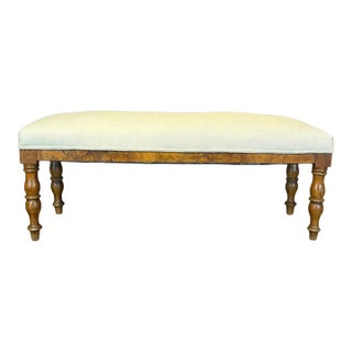 19th Century French Walnut Upholstered Bench For Sale