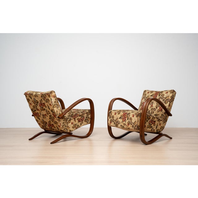 Art Deco H269 Lounge Chairs by Jindřich Halabala, Czechoslovakia, 1930s For Sale - Image 4 of 17