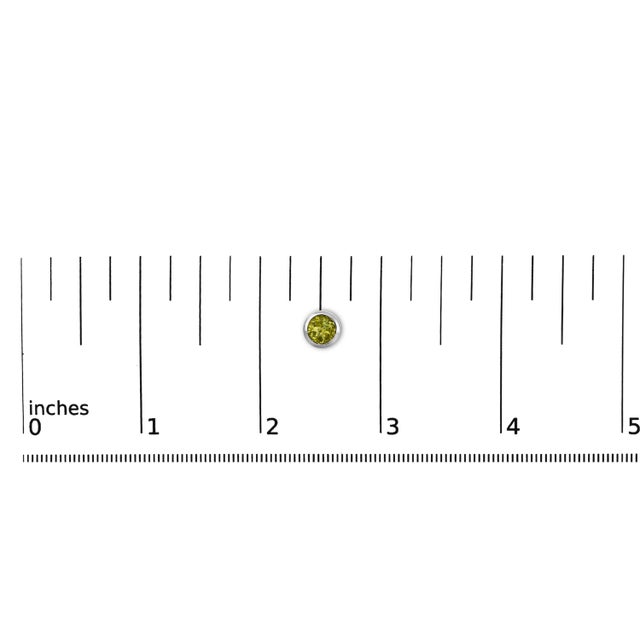 Early 21st Century .925 Sterling Silver 6MM Bezel Set Created Green Peridot Solitaire Stud Earrings For Sale - Image 5 of 5