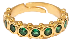Majestic Emerald Adjustable Gold Statement Ring, Size 8
