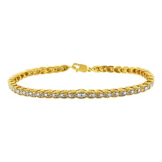 10K Yellow Gold Plated .925 Sterling Silver 1 cttw Prong-Set Diamond Pear Shape Link Bracelet (I-J Color, I1-I2 Clarity) - 7.25" For Sale