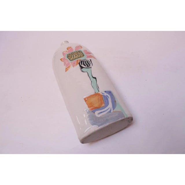 Mid-Century Modern Studio Ceramic Vase With Floral Decoration Singed Pollack, 1976 For Sale - Image 3 of 13