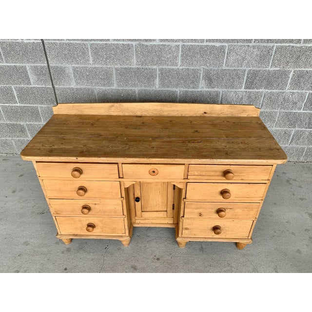 Tan Antique Scrubbed Pine Nine Drawer Buffet For Sale - Image 8 of 11