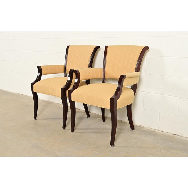 Barbara Barry for Baker Furniture Modern Regency Mahogany Armchairs, Pair For Sale - Image 14 of 14