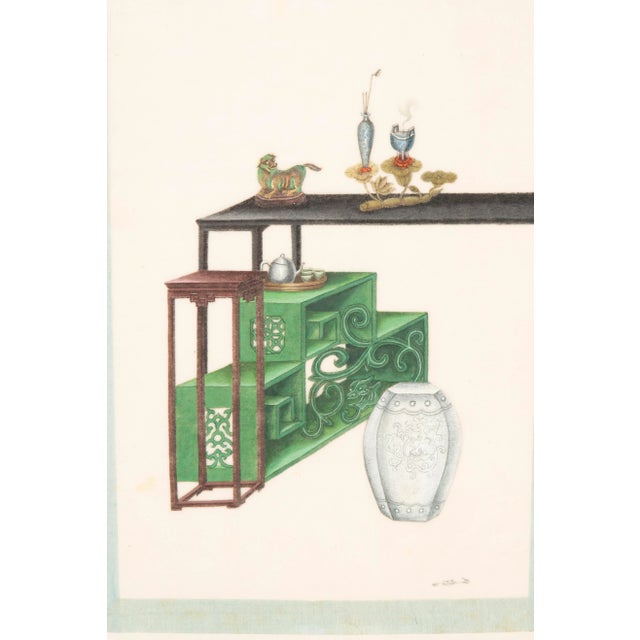 Set of Twelve Chinese Framed Pith Paper Watercolors For Sale - Image 10 of 12