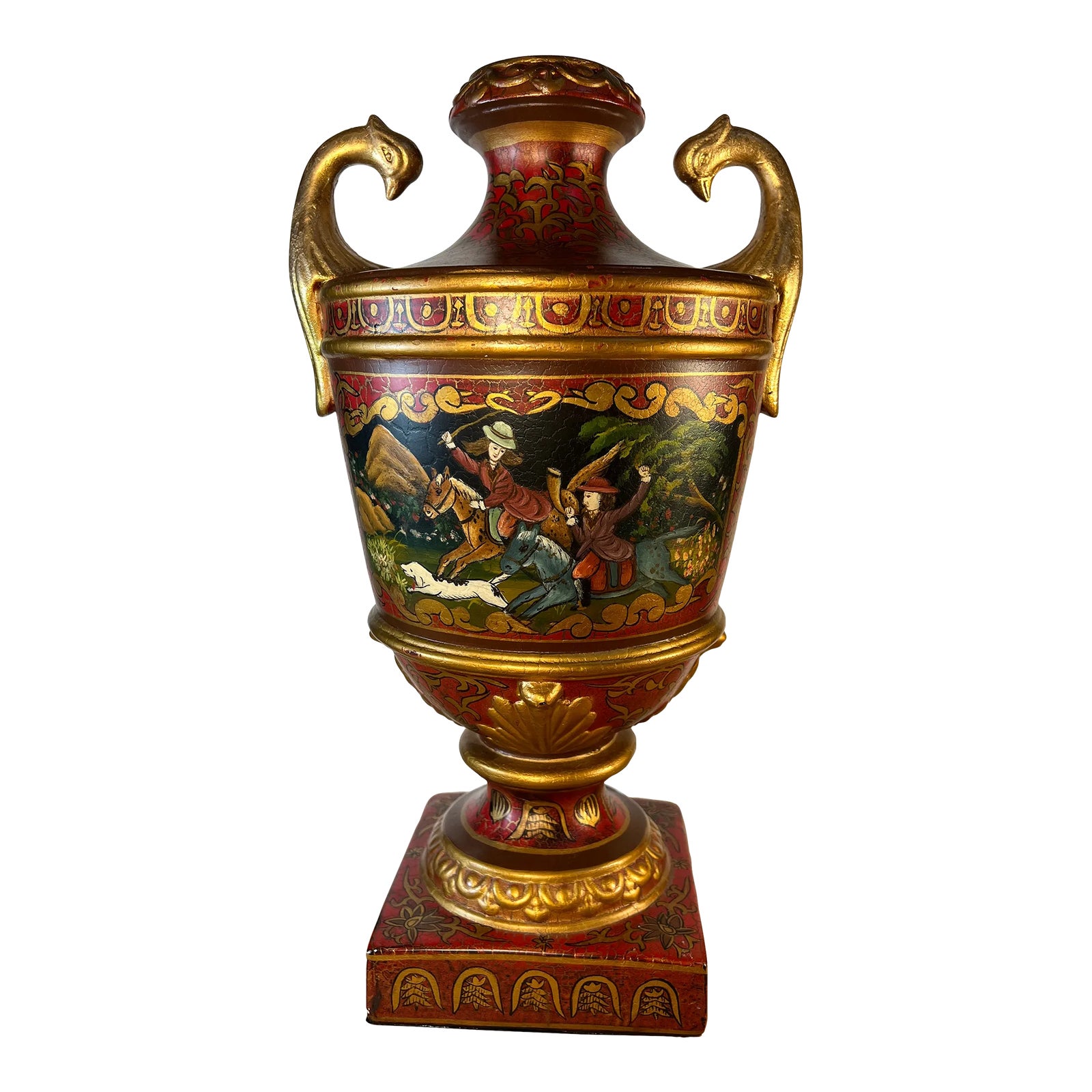 Tai Ceramic Hand Painted Hunting Vase Bird Head Handles Chairish