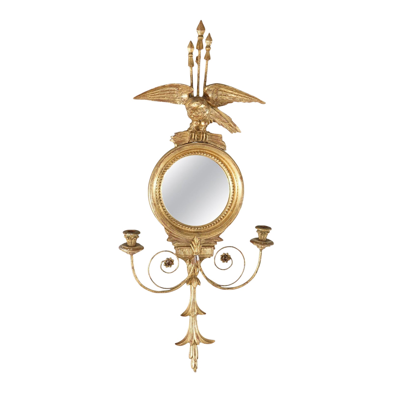Antique Classical Italian Giltwood Figural Bullseye Wall Mirror with ...