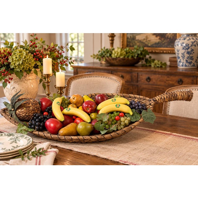 Set of 37, Late 20th Century Oversized Rustic Woven Harvest Basket With Realistic Decorative Fruit For Sale - Image 4 of 4