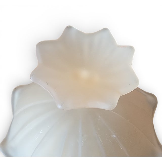 Westmorland Vintage Westmoreland Glass Company Frosted Peach Lotus Glass Footed Compote Dish, 1940s For Sale - Image 4 of 5