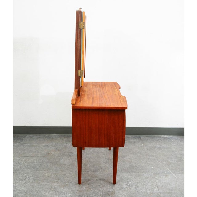 Mid Century Danish Modern Vanity Chest Dresser Teak Adjustable Mirror 5 Drawers For Sale - Image 9 of 12