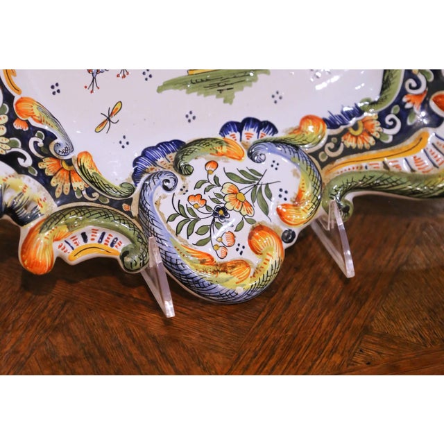 Ceramic 19th Century French Rouen Faience Decorative Vide-Poche Dish For Sale - Image 7 of 10