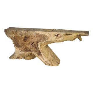 Late 20th Century Monumental Lychee Root Wood Console Table For Sale