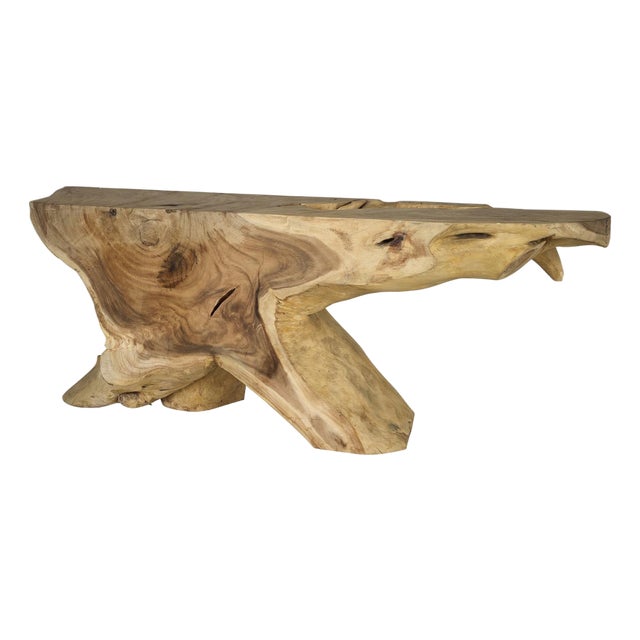 Late 20th Century Monumental Lychee Root Wood Console Table For Sale