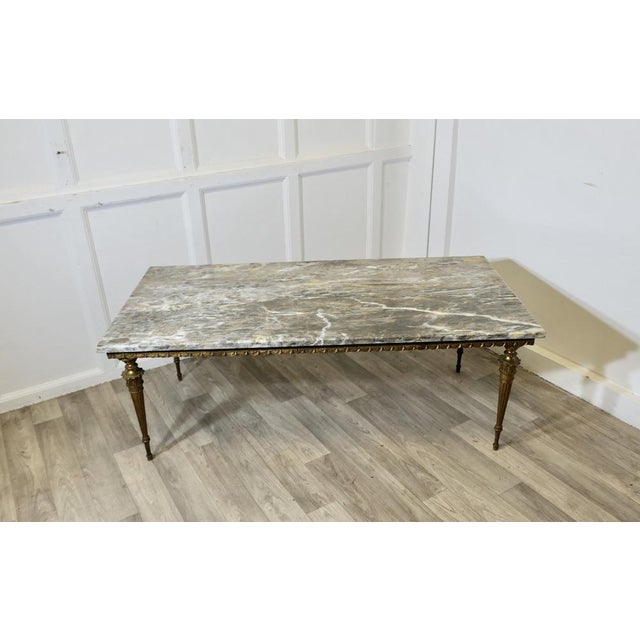 French Ormolu and Marble Coffee Table, 1930s For Sale - Image 9 of 11