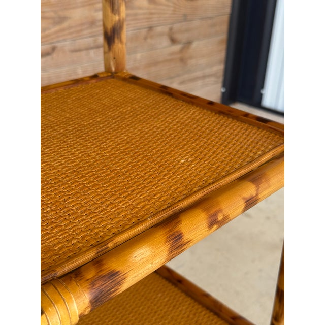 Wood Vintage Tortoise Rattan Étagère / Open Shelving Unit For Sale - Image 7 of 12