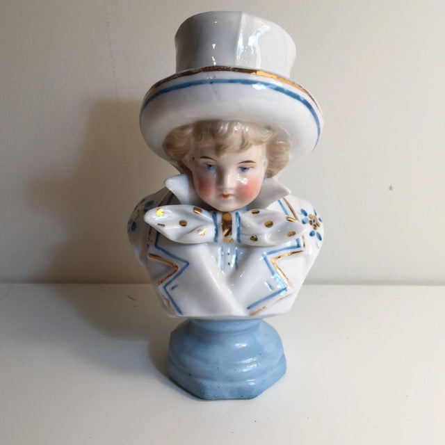 Victorian Hand-Painted Ceramic Boy Portrait Bust For Sale In New York - Image 6 of 6