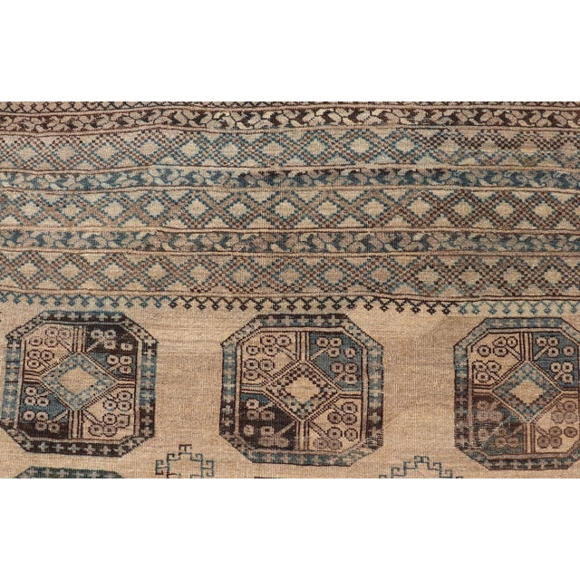 Brown Antique Ersari Rug Sophisticated Medallion Patterns in Earthy Tones 8'7 X 11'10 For Sale - Image 8 of 10