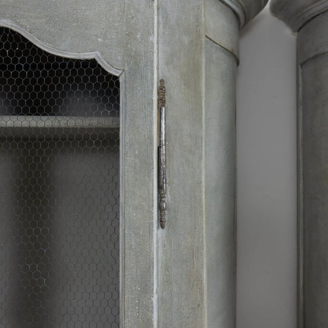 19th Century 19th Century French Blue Gray Painted Armoire Cabinet With Serpentine Sides For Sale - Image 5 of 12