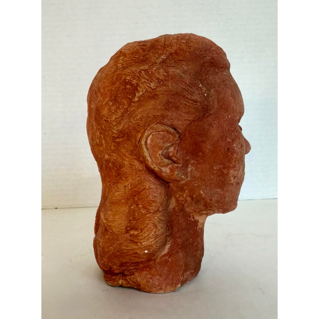Sculpture Materials Vintage Signed Hand-Made Clay Female Bust Sculpture in Terracotta Finish For Sale - Image 7 of 10