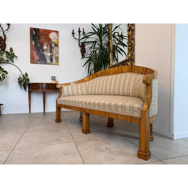 Original Late Biedermeier Sofa, Walnut Veneered. Dimensions: Height x Width x Depth 94 x 177 x 60 cm, Seat Height 47 cm....