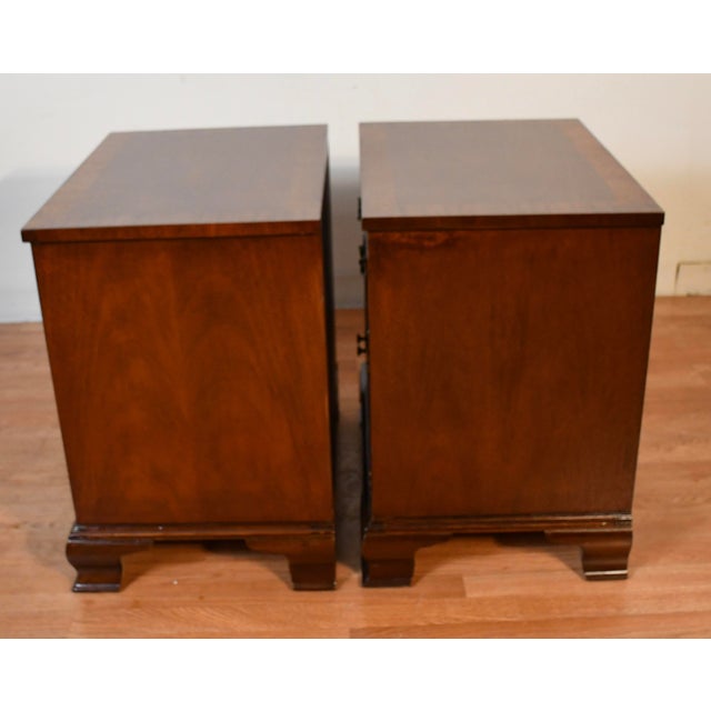 Brown 1960s English Chippendale Style Mahogany Nightstands Bed Side Tables by Baker For Sale - Image 8 of 18