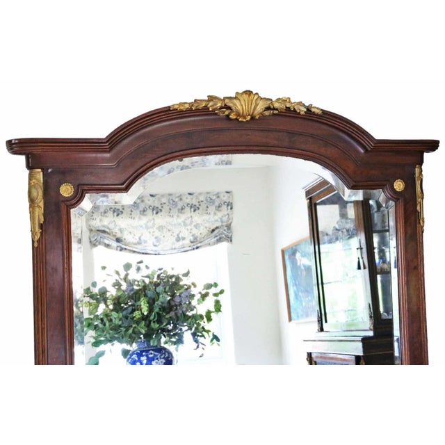 Antique Very Large Early 20th Century Mahogany & Walnut Floor Wall Mirror – High-Quality Ornate Design with attractive...