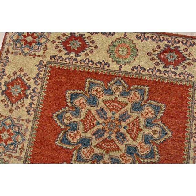 Kazak Runner 4’11” X 13′ Red Wool Tribal Hand-Knotted Oriental Carpet For Sale In Philadelphia - Image 6 of 13