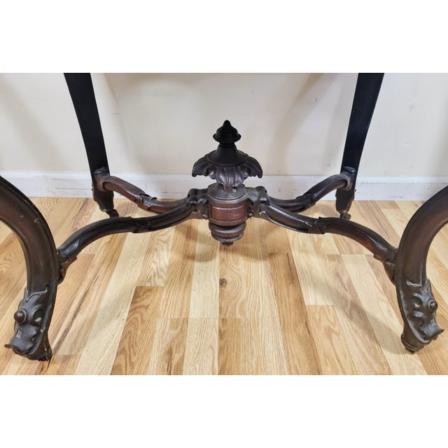 Antique American Victorian 19th C Carved Rosewood Turtle Marble Top Center Table For Sale In New York - Image 6 of 8