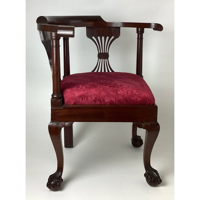Chippendale Early 20th Century Chippendale Mahogany Childs Corner Chair With Claw & Ball Feet For Sale - Image 3 of 11