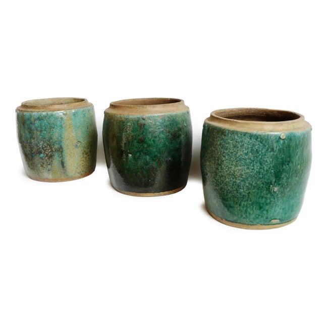 Vintage Green / Turquoise Ceramic Pot For Sale - Image 4 of 7