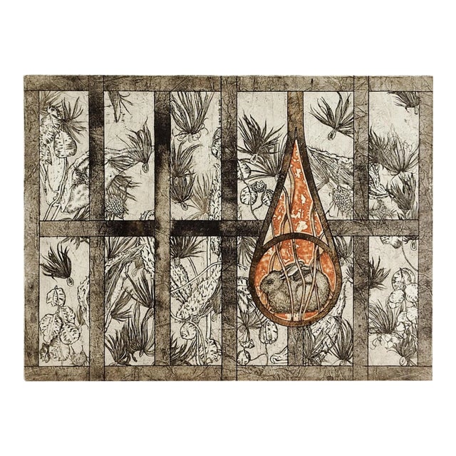 Vintage 1975 Garden Rabbit Etching For Sale