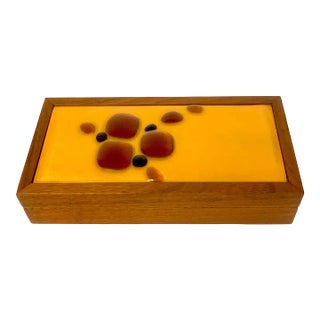 Mid 20th Century Danish Modern Enameled Abstract Teak Table Box For Sale