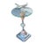1930s Light Up Chrome Airplane Streamline Art Deco Drink Side Glass Top Table W/ Art Glass Base For Sale