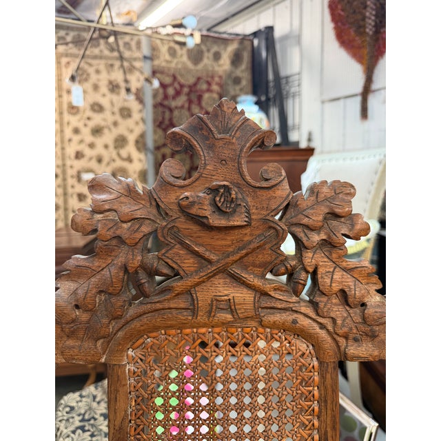 Set of 6 19th-Century French Renaissance Carved Walnut Hunting Chairs For Sale - Image 9 of 17