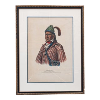 Antique Hand-Colored Lithograph "Me-Na-Wa, a Creek Warrior" For Sale