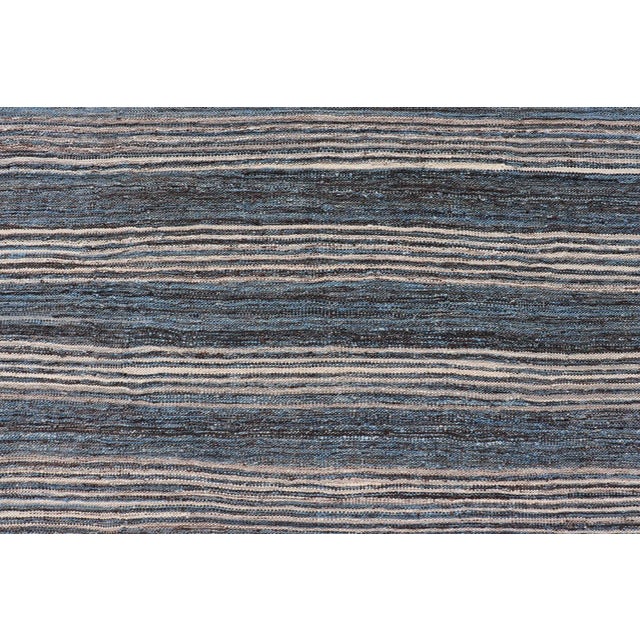 Modern Afghan Kilim Rug by Keivan Woven Arts, Handwoven Wool, Blue 9'0 X 12'2 For Sale - Image 9 of 11