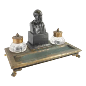 French Bronze Inkwell Desk Set by Susse Freres