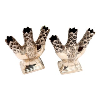 Modern Style Silver Vases, Set of 2 For Sale