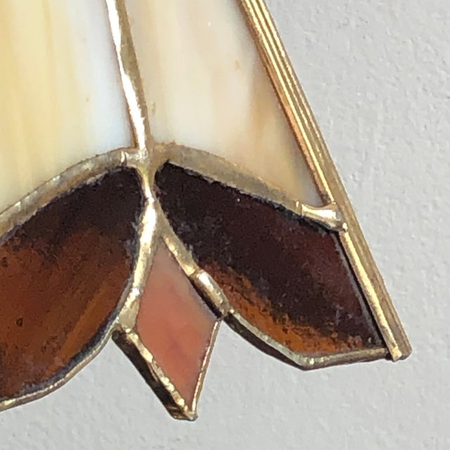 Goldenrod Vintage Art Nouveaux Style Slag Glass Night Light For Sale - Image 8 of 12