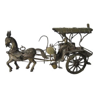 Antique Djokja Indonesian Silver Carriage With Horse For Sale