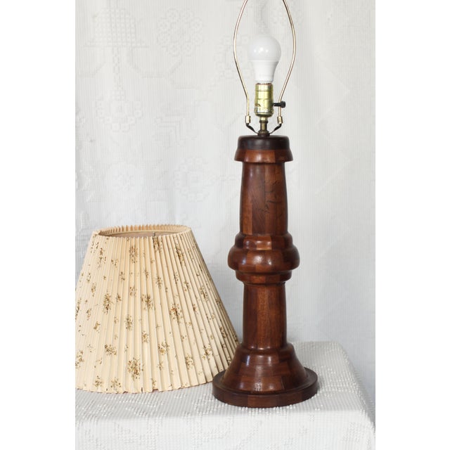 1940s Tall Parquetry Table Lamp Handmade Turned Wood For Sale - Image 9 of 15