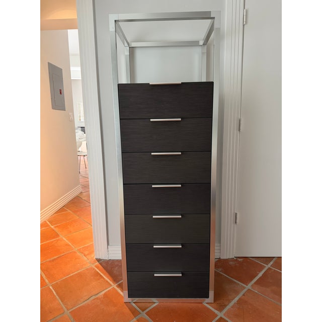 Ligne Roset Wood and Chrome Chest of Drawers For Sale - Image 4 of 6