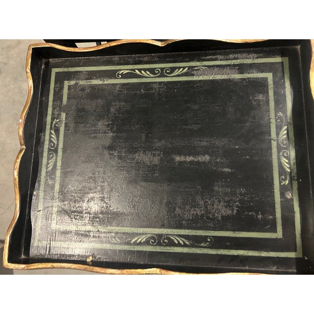 Amy Howard End Tables Black W/ Hand Painted Detail For Sale In Seattle - Image 6 of 10